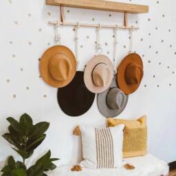 Boho Chic Hat Hanger, Minimal Wall Decor - thumbnail 2