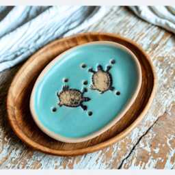 Tortoises Soap Dish, Rustic Artisan Tray With Holes, Bathroom Accessories, Handmade Pottery, Ceramic Holder, High-Quality, Premium - thumbnail 2