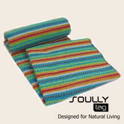 Colourful Cotton Blanket - Durable Sofa Throw Slip Cover Boho Bedspread Woven Sustainable Modern Traditional Home Decor - thumbnail 4