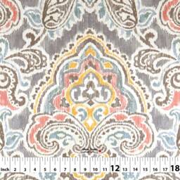 Artesanias Ikat 3 Colors Damask Floral Flower Cotton Curtain, Valance Extra Width & Length, Pleated, Lined Drapery Offered As Upgrades - thumbnail 2