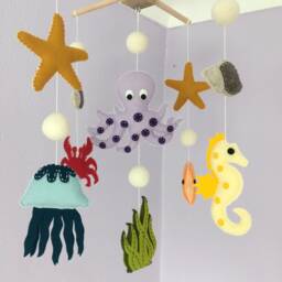Felt Sea Creatures Baby Mobile, Ocean Nursery Decor - thumbnail 4