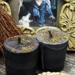 Hekate Goddess Of The Mysteries Ritual Candles - 2 Loaded Herbal Soy Votives - thumbnail 2