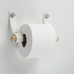 Toilet Paper Holder, Leather Straps & Wood Dowel - thumbnail 4
