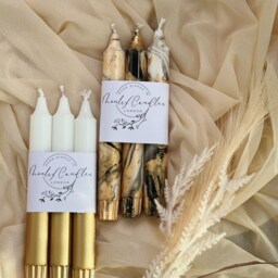 Gold Black Marble Candles, Tall Taper Candles, Dinner Candles, Gold Black Home Decor, Wedding Candles, Tapered Candles, Pillar Candles, Candle Set - thumbnail 3