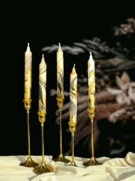 Gold Black Marble Candles, Tall Taper Candles, Dinner Candles, Gold Black Home Decor, Wedding Candles, Tapered Candles, Pillar Candles, Candle Set - thumbnail 1
