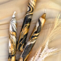 Gold Black Marble Candles, Tall Taper Candles, Dinner Candles, Gold Black Home Decor, Wedding Candles, Tapered Candles, Pillar Candles, Candle Set - thumbnail 2