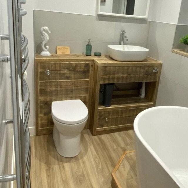 Reclaimed Timber Vanity Unit, Custom Made Bathroom Furniture, Handmade Solid Wooden With Drawers - image 1