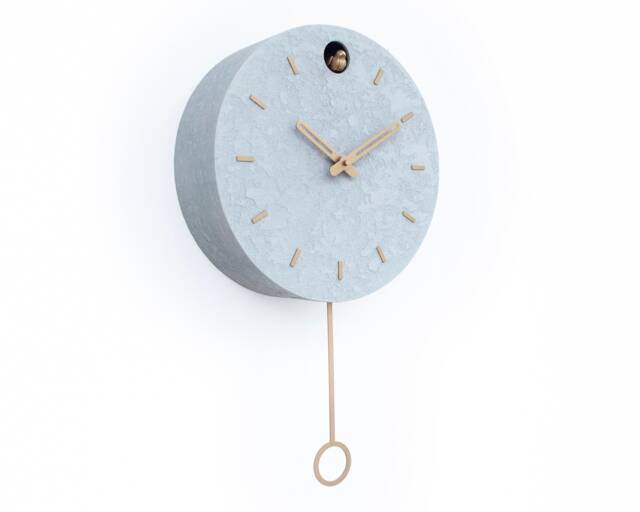 Minimal Concrete Cuckoo Clock - Modern Wall Decor, Brass Details, Optional Pendulum - image 1