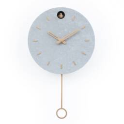 Minimal Concrete Cuckoo Clock - Modern Wall Decor, Brass Details, Optional Pendulum - thumbnail 3