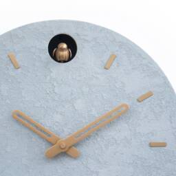 Minimal Concrete Cuckoo Clock - Modern Wall Decor, Brass Details, Optional Pendulum - thumbnail 2