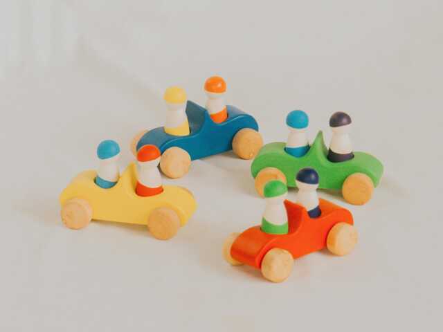 Wooden Cars With Peg Doll Friends, Colorful Car Toy Set Dolls, Montessori Toy, Waldorf Birthday Gift For Kids - image 1