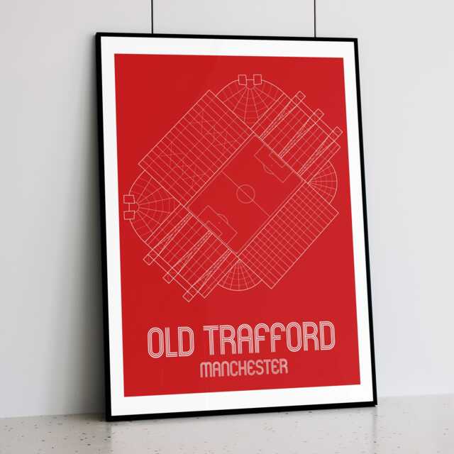Manchester United - Old Trafford Contemporary Print Design 3 Colour Options A5 A4 A3 30x40cm - image 1