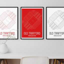 Manchester United - Old Trafford Contemporary Print Design 3 Colour Options A5 A4 A3 30x40cm - thumbnail 2