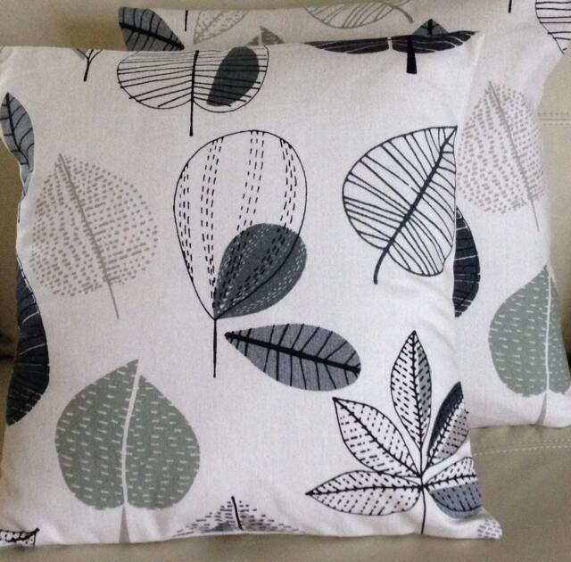 2 X Handmade Maple Linen Grey Black Cushion Covers - image 1