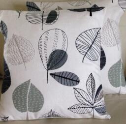 2 X Handmade Maple Linen Grey Black Cushion Covers - thumbnail 1
