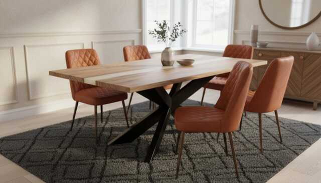 Handmade Live Edge Walnut Dining Table, White Metallic Resin River - image 1