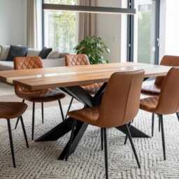 Handmade Live Edge Walnut Dining Table, White Metallic Resin River - thumbnail 4