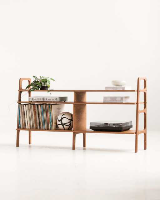 Long Vinyl Record Shelf, Low Storage Console 97-189 cm, Mid Century Display, Wide Lp Wooden, Custom Size - image 1