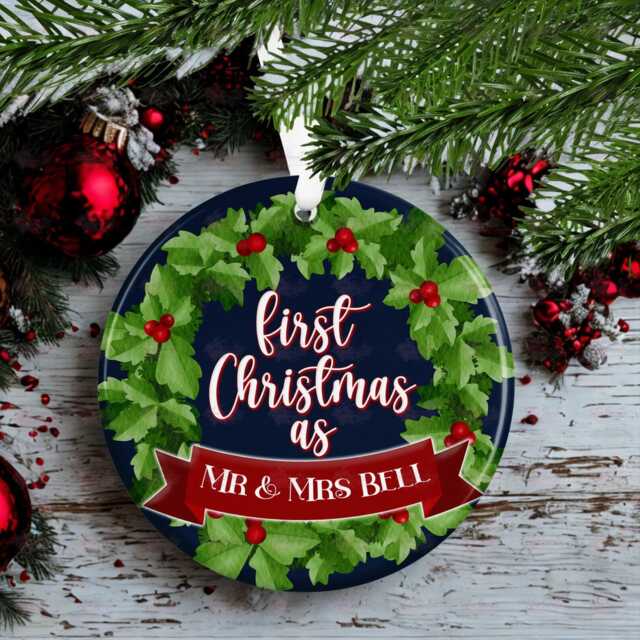 Personalised Christmas Decoration - First As Mr & Mrs Custom Bauble Gift Stocking Filler Eve Box