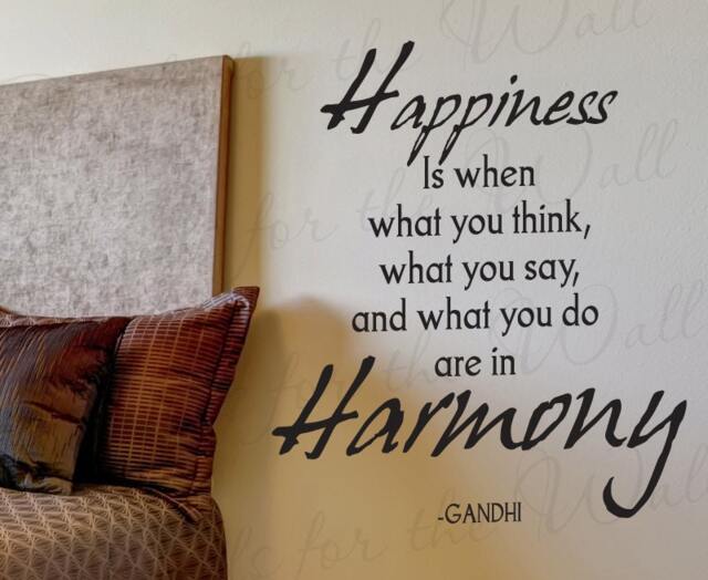 Happiness When What You Think Say & Do Gandhi Inspirational Character Honesty Wall Decal Decor Vinyl Quote Sticker Lettering Art In79 - image 1
