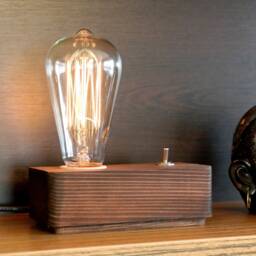 Handmade Spruce Wood Edison Lamp Rustic Bedside Table Lamp - thumbnail 2