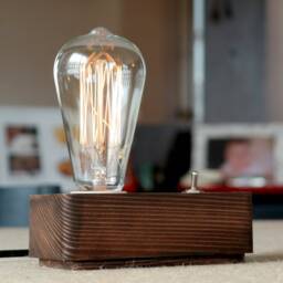 Handmade Spruce Wood Edison Lamp Rustic Bedside Table Lamp - thumbnail 3