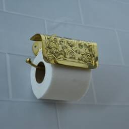 Unlacquered Brass Toilet Paper Holder, Handcrafted Powder Room Roll Holder - thumbnail 3
