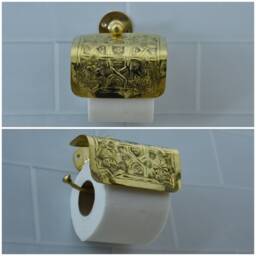 Unlacquered Brass Toilet Paper Holder, Handcrafted Powder Room Roll Holder - thumbnail 2