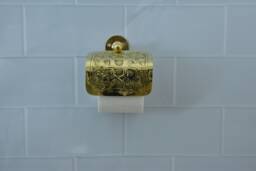 Unlacquered Brass Toilet Paper Holder, Handcrafted Powder Room Roll Holder