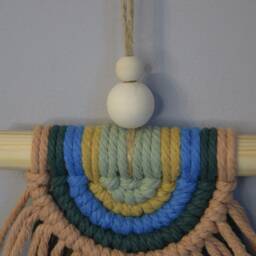 Semi Circle Rainbow Macrame Wall Hanging, Eco Friendly Car Diffuser For Essential Oils, Half Moon Nursery Baby Girl Decor, Kids Room Boho - thumbnail 3