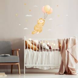 Ginger Balloon Cat Wall Decal, Plastic-Free Kids Room Wall Stickers - thumbnail 2