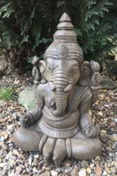 Stone Large Meditating Ganesh Elephant Praying God Buddha Garden Statue Ornament - thumbnail 1