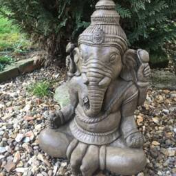 Stone Large Meditating Ganesh Elephant Praying God Buddha Garden Statue Ornament - thumbnail 3