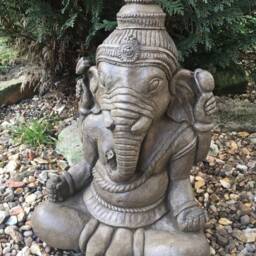 Stone Large Meditating Ganesh Elephant Praying God Buddha Garden Statue Ornament - thumbnail 2