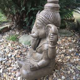 Stone Large Meditating Ganesh Elephant Praying God Buddha Garden Statue Ornament - thumbnail 4