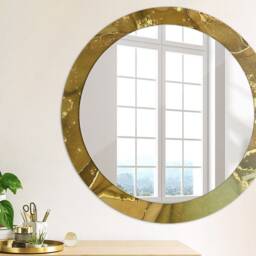 Metallic Swirls, Gold, Round Mirror Frame, Design, Glass Wall Decor, Living Room - thumbnail 2