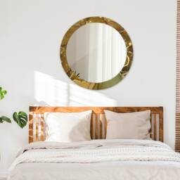 Metallic Swirls, Gold, Round Mirror Frame, Design, Glass Wall Decor, Living Room - thumbnail 3