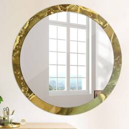 Metallic Swirls, Gold, Round Mirror Frame, Design, Glass Wall Decor, Living Room - thumbnail 4