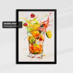 Fruit Juice Glass Beverage Watercolor Painting Framed Poster Print & Canvas Wall Decor Art Bedroom Home Interior Bar Kitchen Gift - thumbnail 2