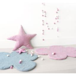 Cloud Rugs, Soft Pink & Grey Felted Rug, Nursery Felt Kids Room Decor, Children Decor - thumbnail 2