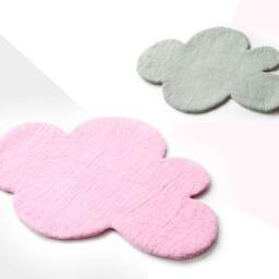 Cloud Rugs, Soft Pink & Grey Felted Rug, Nursery Felt Kids Room Decor, Children Decor - thumbnail 3