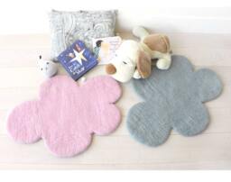 Cloud Rugs, Soft Pink & Grey Felted Rug, Nursery Felt Kids Room Decor, Children Decor - thumbnail 1