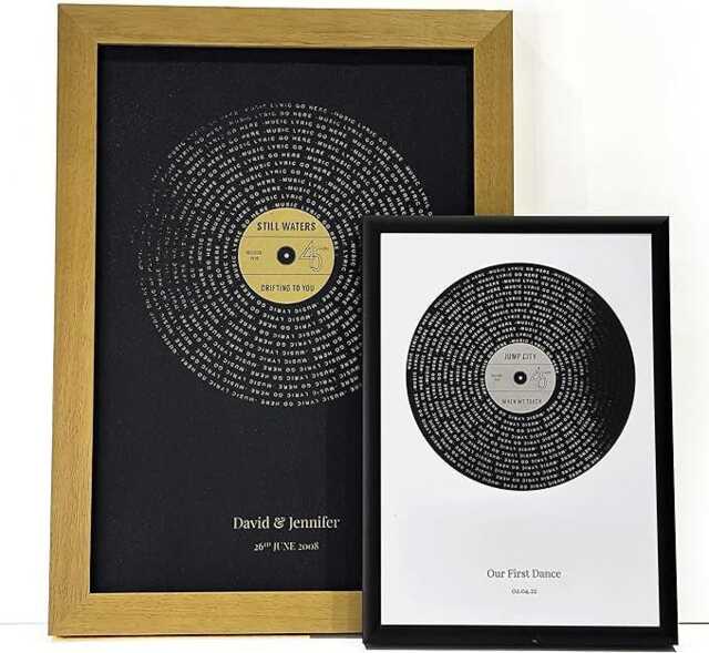 Personalised Song Lyrics Vinyl Record Print - Gold Silver Copper Foil Art Custom First Dance Wedding Gift Anniversary Wall Decor - image 1