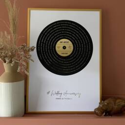 Personalised Song Lyrics Vinyl Record Print - Gold Silver Copper Foil Art Custom First Dance Wedding Gift Anniversary Wall Decor - thumbnail 3