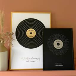 Personalised Song Lyrics Vinyl Record Print - Gold Silver Copper Foil Art Custom First Dance Wedding Gift Anniversary Wall Decor - thumbnail 2
