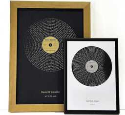 Personalised Song Lyrics Vinyl Record Print - Gold Silver Copper Foil Art Custom First Dance Wedding Gift Anniversary Wall Decor - thumbnail 1