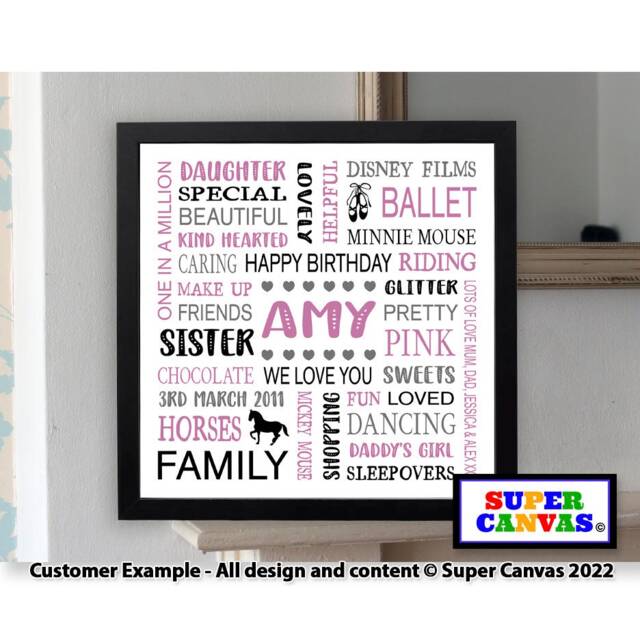 Son Daughter Grandson Granddaughter Child Personalised Name Custom Word Art Handmade Framed Print Baptism Birthday Christmas Gift Present - image 1