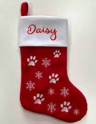 Super Cute Custom Christmas Stocking. High Quality Designs Of Rudolph, Snowman, Santa Or Paw Prints With Name Printed in Your Colour Choice - thumbnail 2