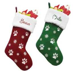 Super Cute Custom Christmas Stocking. High Quality Designs Of Rudolph, Snowman, Santa Or Paw Prints With Name Printed in Your Colour Choice - thumbnail 3