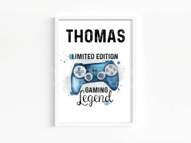A4 Personalised Gaming Wall Art Print, Bedroom Poster, Custom Gamer Video Game Room Decor, Name Artwork - image 1